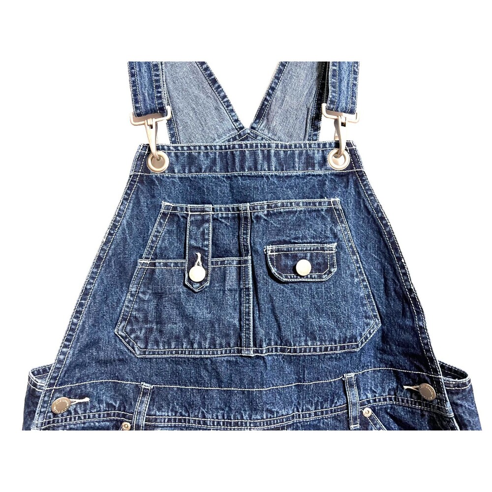 St. Johns Bay Vintage Denim Medium Wash Short Overall Bibs Y2K Size Large - Picture 3 of 8